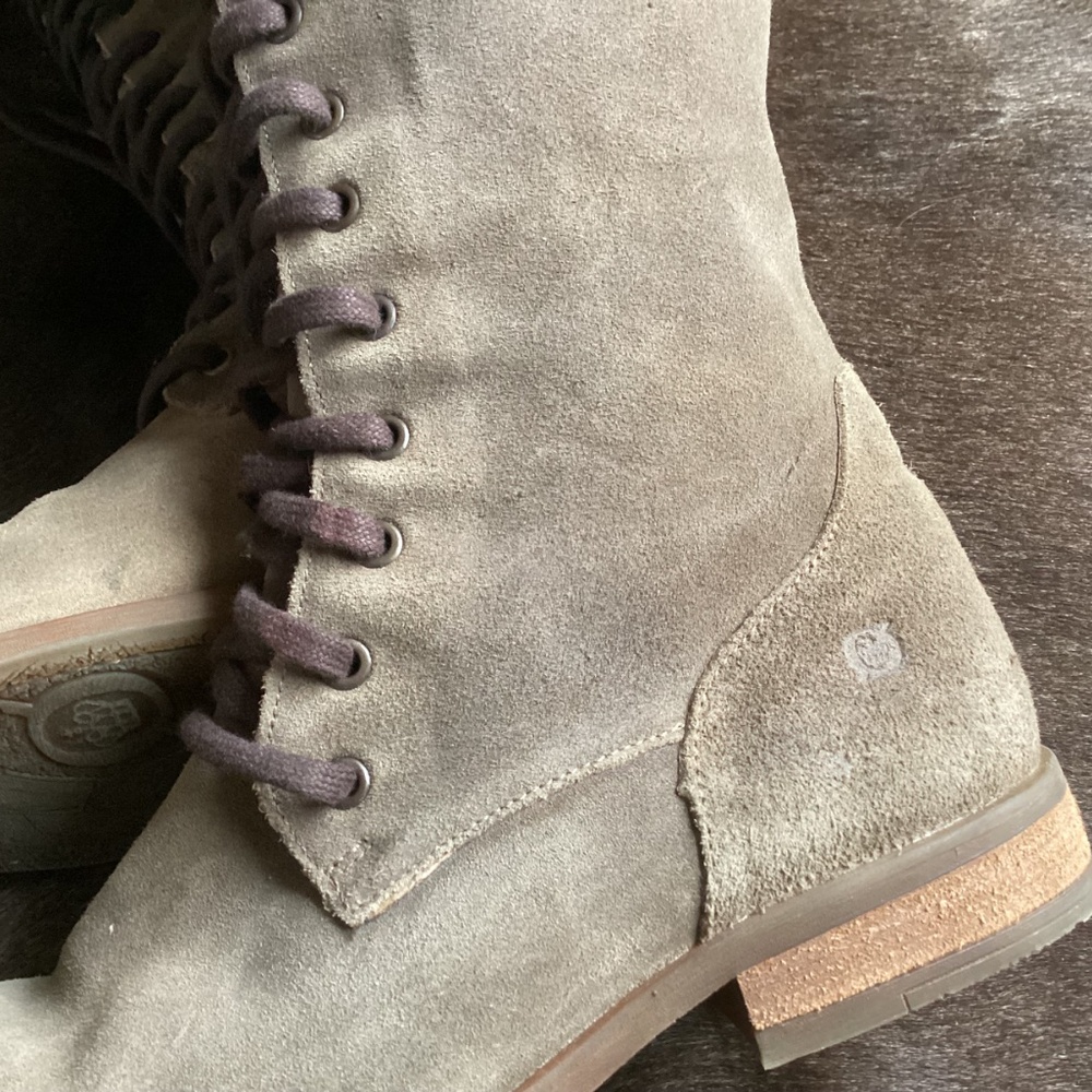 Born Brown Suede Leather Lace Up High Boots - Picture 6 of 15
